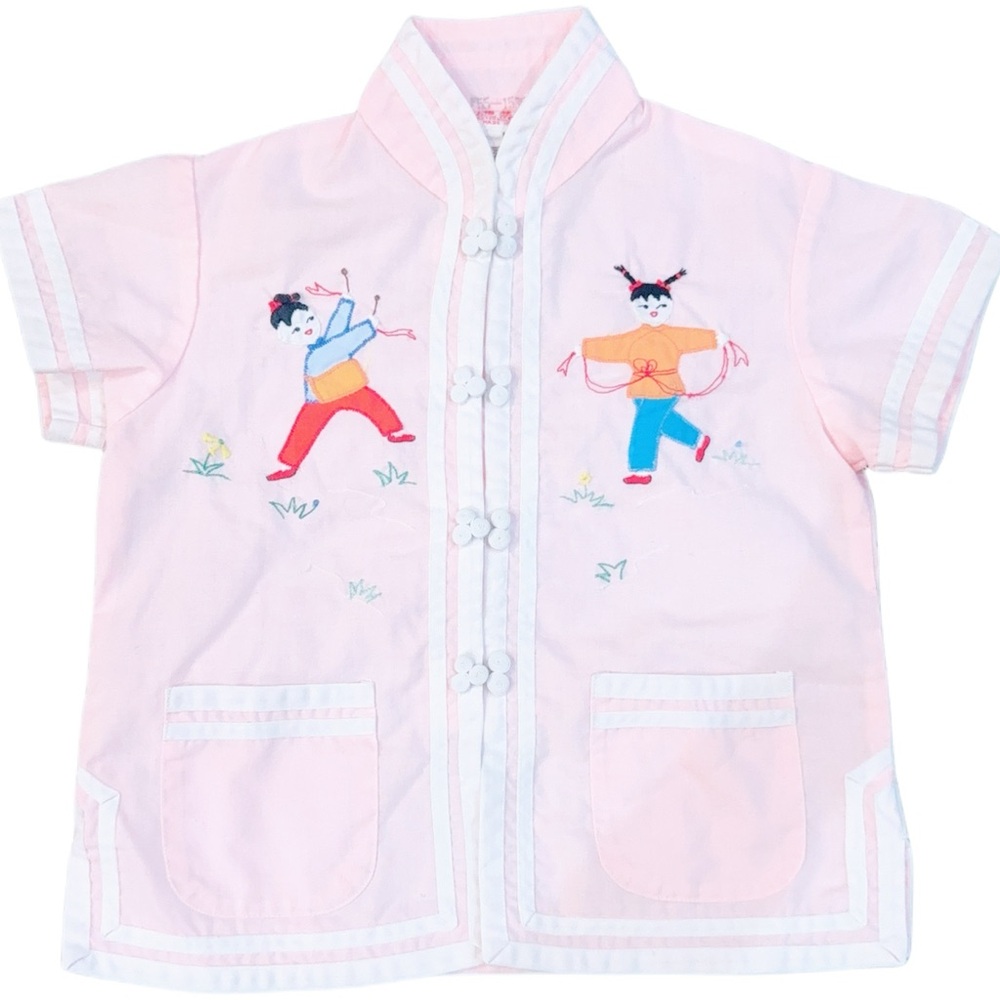 Pink Kids Shirt with Embroidered Design